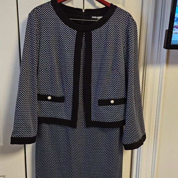 Karl Lagerfeld for Long Tall Sally Navy & Black Knit Dress - Picture 2 of 6